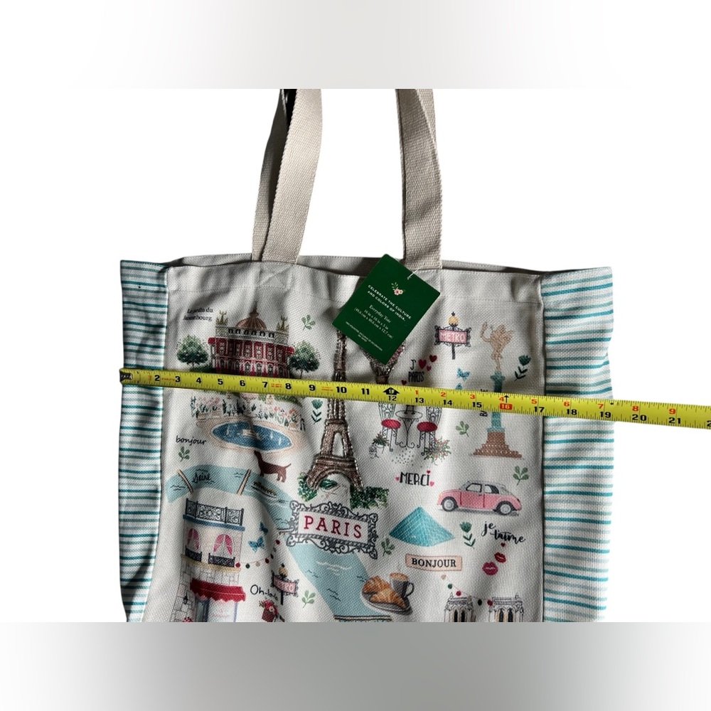 Rare Paris Themed Tote Bag - Cream and Tan - Picture 10 of 11